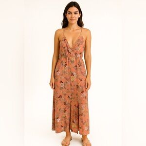 Melrose and Market Floral Midi Dress - Peach and Floral